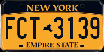 NY license plate FCT3139