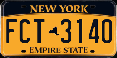 NY license plate FCT3140