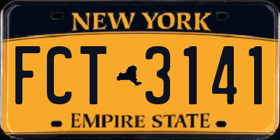 NY license plate FCT3141