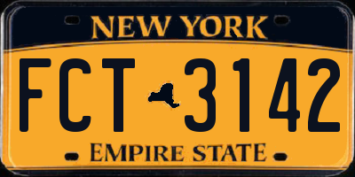 NY license plate FCT3142