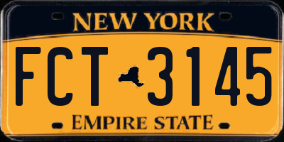 NY license plate FCT3145