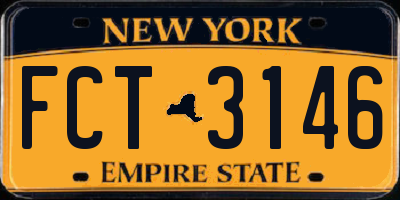 NY license plate FCT3146