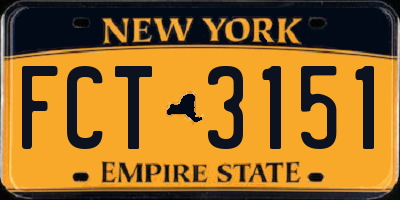 NY license plate FCT3151