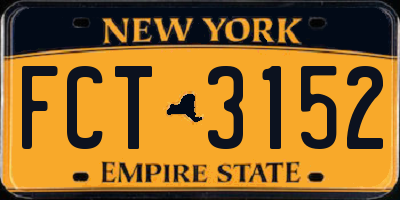 NY license plate FCT3152