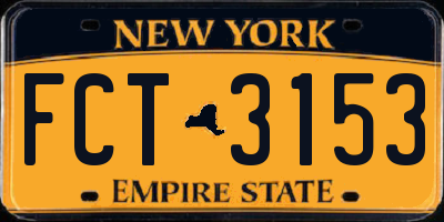 NY license plate FCT3153