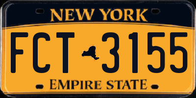 NY license plate FCT3155