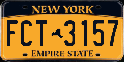 NY license plate FCT3157