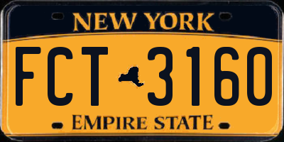 NY license plate FCT3160