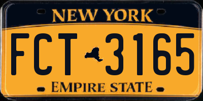 NY license plate FCT3165