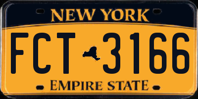 NY license plate FCT3166