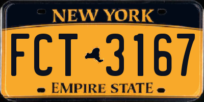 NY license plate FCT3167