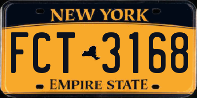 NY license plate FCT3168