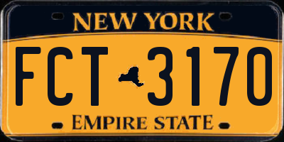 NY license plate FCT3170
