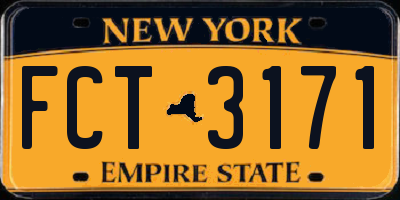 NY license plate FCT3171