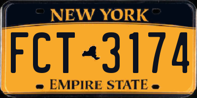 NY license plate FCT3174