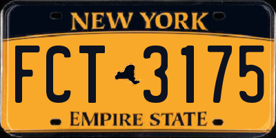 NY license plate FCT3175