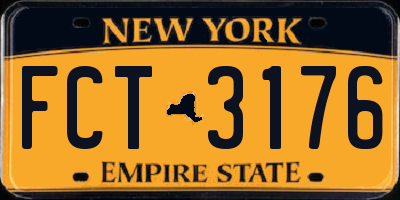 NY license plate FCT3176
