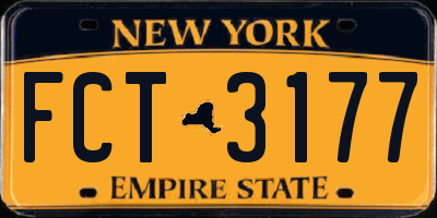 NY license plate FCT3177