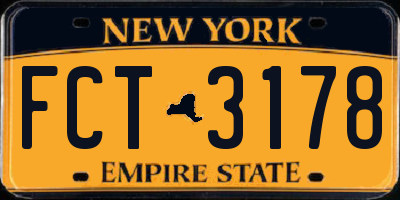 NY license plate FCT3178
