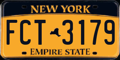 NY license plate FCT3179