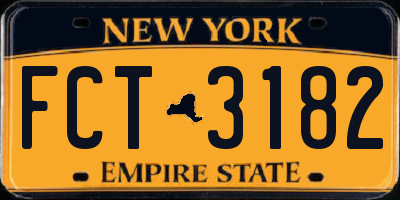 NY license plate FCT3182
