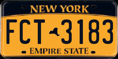 NY license plate FCT3183