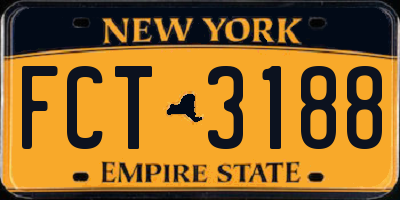 NY license plate FCT3188