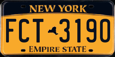 NY license plate FCT3190