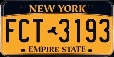 NY license plate FCT3193