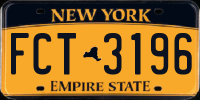 NY license plate FCT3196