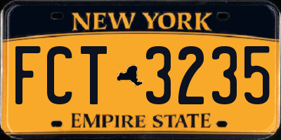 NY license plate FCT3235