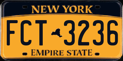 NY license plate FCT3236