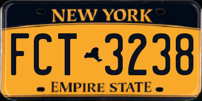 NY license plate FCT3238