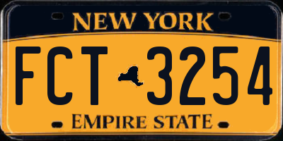 NY license plate FCT3254