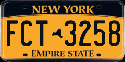 NY license plate FCT3258