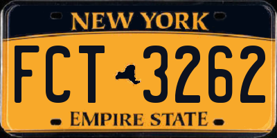 NY license plate FCT3262