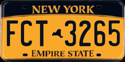 NY license plate FCT3265