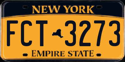 NY license plate FCT3273