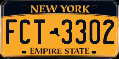 NY license plate FCT3302