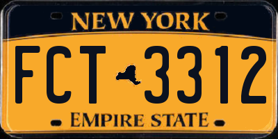 NY license plate FCT3312