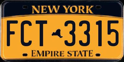 NY license plate FCT3315