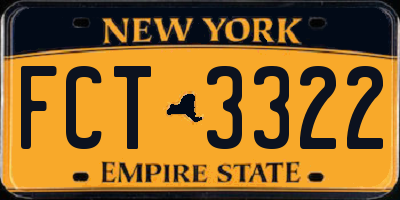 NY license plate FCT3322