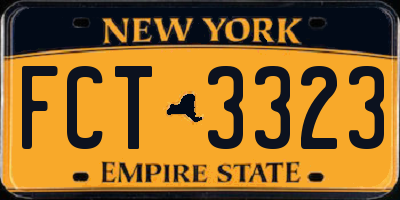 NY license plate FCT3323