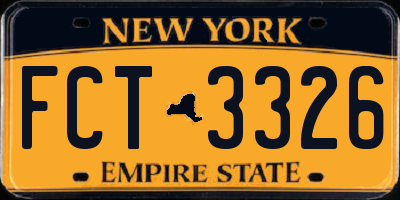 NY license plate FCT3326