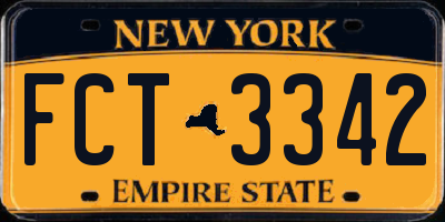 NY license plate FCT3342