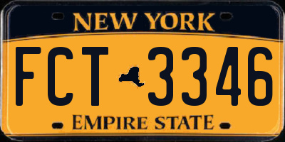 NY license plate FCT3346