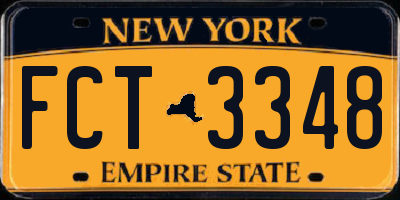 NY license plate FCT3348