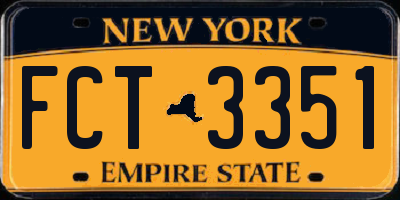 NY license plate FCT3351