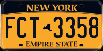 NY license plate FCT3358
