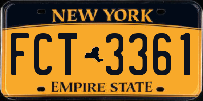 NY license plate FCT3361